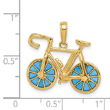 14K 3-D Blue Enameled Bicycle with Moveable Wheels Pendant K4143