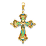 14K Multi Color Enamel Cross Pendant C4486