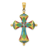 14K Multi Color Enamel Cross Pendant C4486