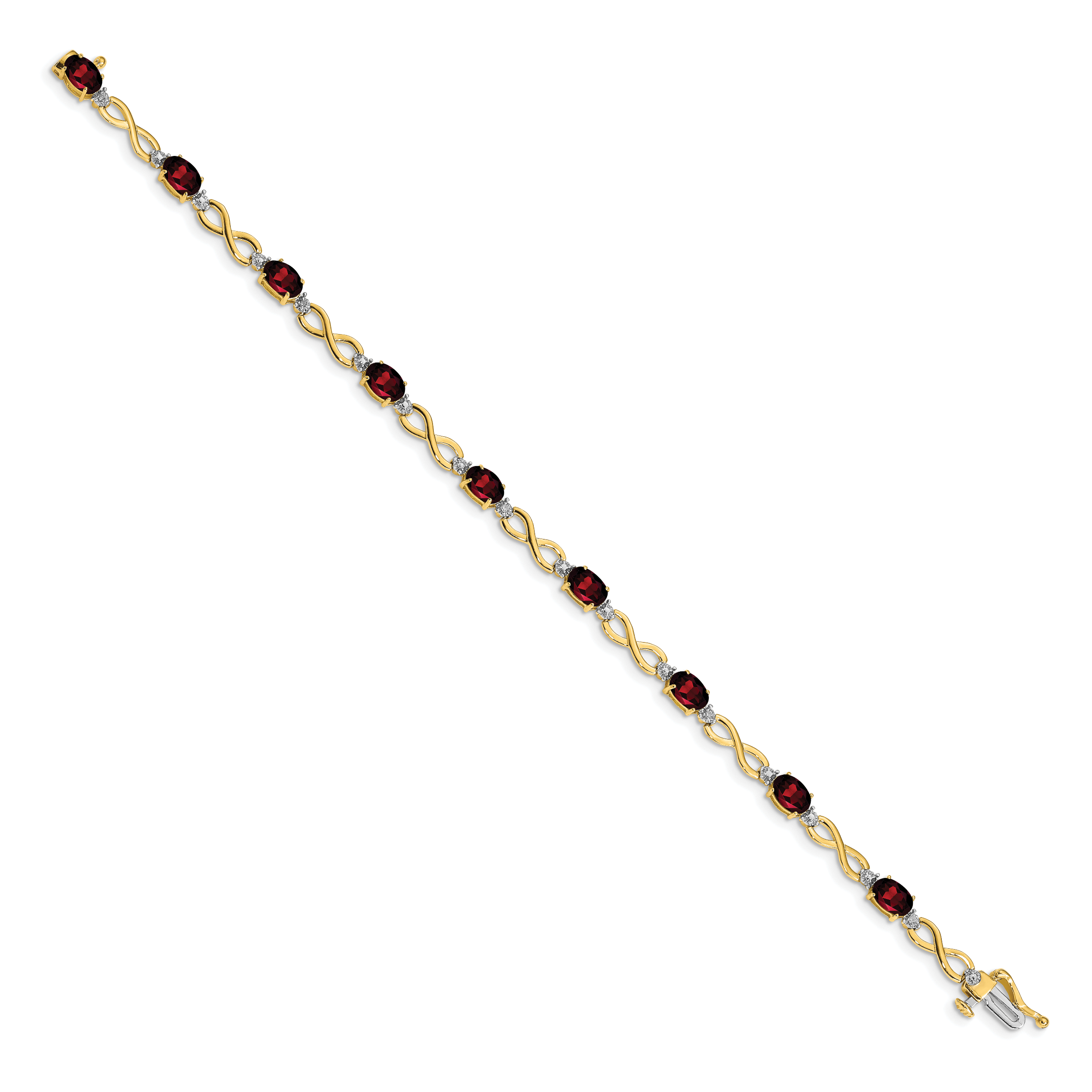 14k Complete Oval Amethyst and Diamond Infinity Link 7 inch Bracelet BM4494