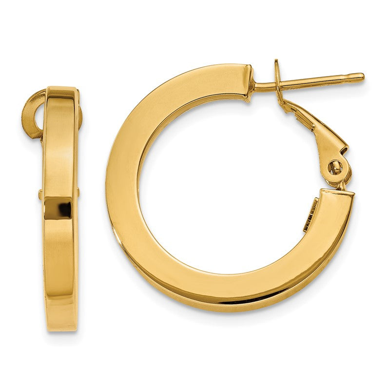 14k 3x21mm Square Tube Round Hoop Earrings PRE740