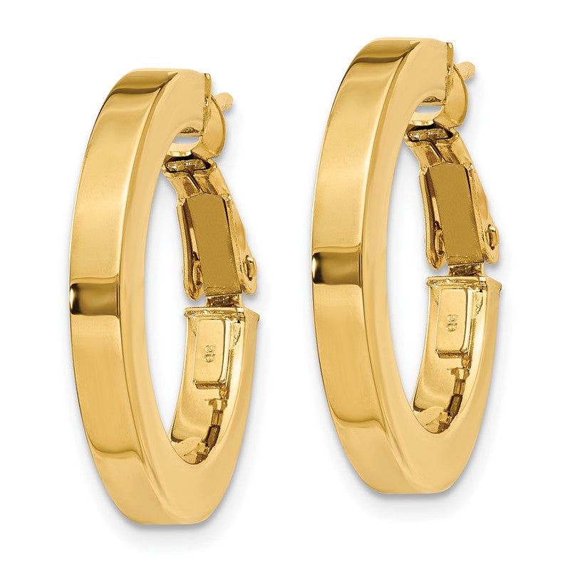 14k 3x21mm Square Tube Round Hoop Earrings PRE740