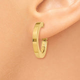 14k 3x21mm Square Tube Round Hoop Earrings PRE740