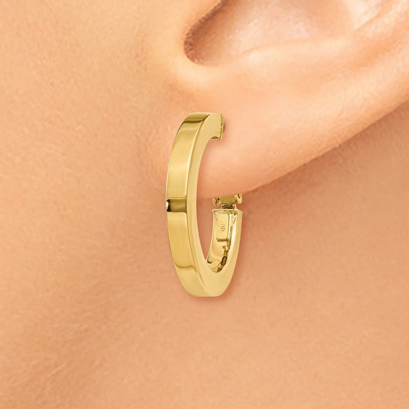 14k 3x21mm Square Tube Round Hoop Earrings PRE740