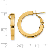 14k 3x21mm Square Tube Round Hoop Earrings PRE740