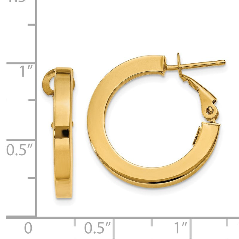 14k 3x21mm Square Tube Round Hoop Earrings PRE740