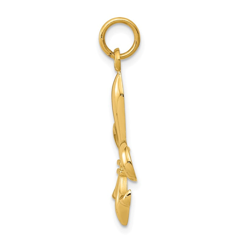14k Hollow Fleur De Lis Charm A0310