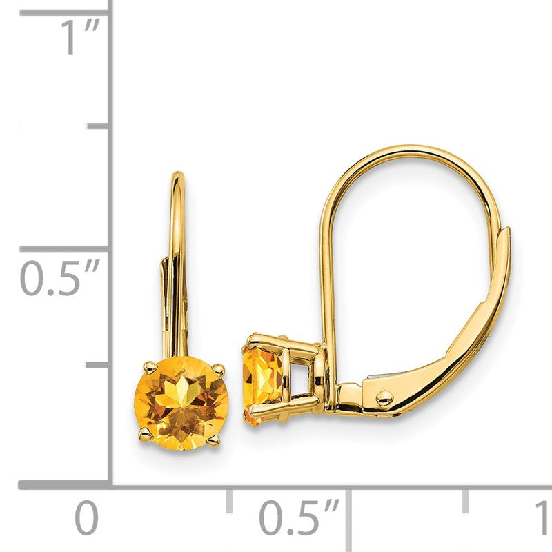 14k 5mm Round Citrine Leverback Earrings XLB111CI
