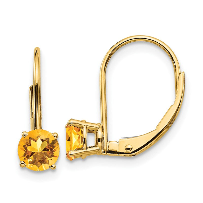 14k 5mm Round Citrine Leverback Earrings XLB111CI