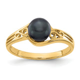 14k 6mm Black FW Cultured Pearl ring Y1918BP