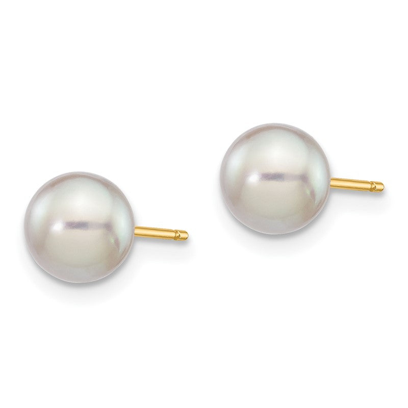 14k 6-7mm Grey Round Akoya Saltwater Cultured Pearl Post Earrings XF352E