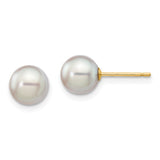 14k 6-7mm Grey Round Akoya Saltwater Cultured Pearl Post Earrings XF352E