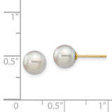 14k 6-7mm Grey Round Akoya Saltwater Cultured Pearl Post Earrings XF352E