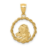 14K Brushed and  Polished Diamond-cut Virgin Mary Pendant D4680