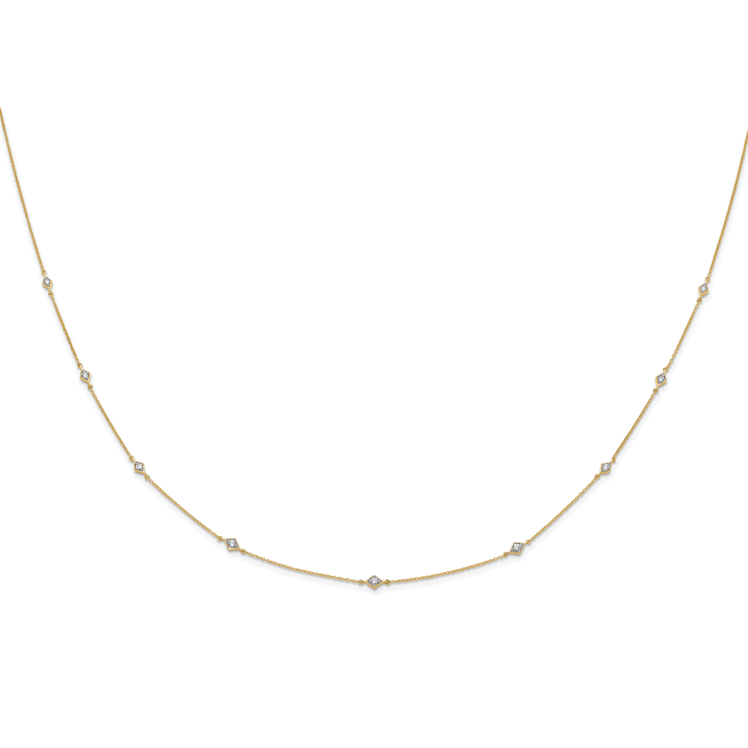 14k White Gold Complete 1/2 carat Diamond 9-Station 18 inch Necklace PM3754