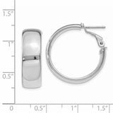14k White Gold 8x24mm Polished Flat Tube Omega Back Hoop Earrings PRE735W