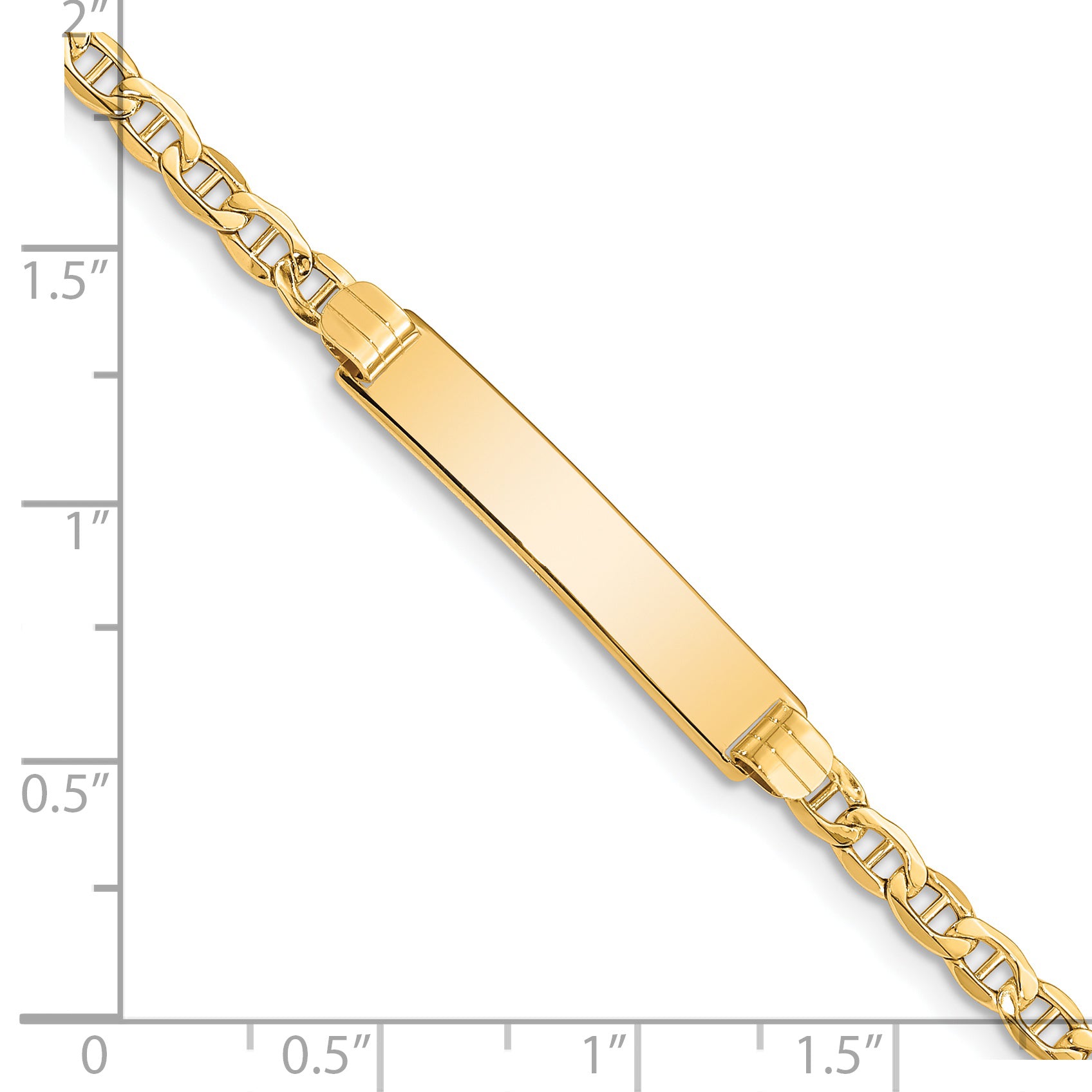 14k Polished Semi-Solid Chain/Solid Plate Anchor Link 25.5x5mm Plate 7 inch ID Bracelet DCID105