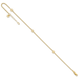 14K Flowers 3-Station with Flower Dangle 10 inch Plus 1 inch Extender - Total 11 inch Anklet ANK306