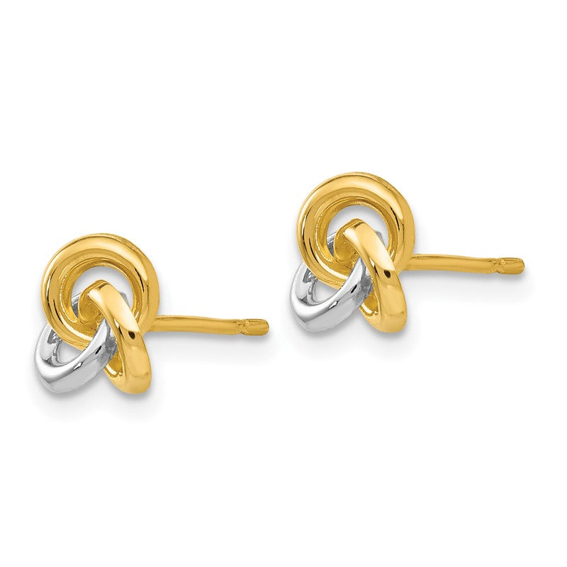 14k and White Rhodium Trinity Knot Post Earrings YE145