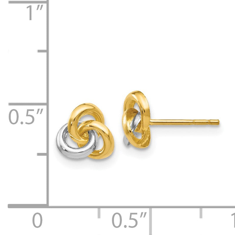 14k and White Rhodium Trinity Knot Post Earrings YE145