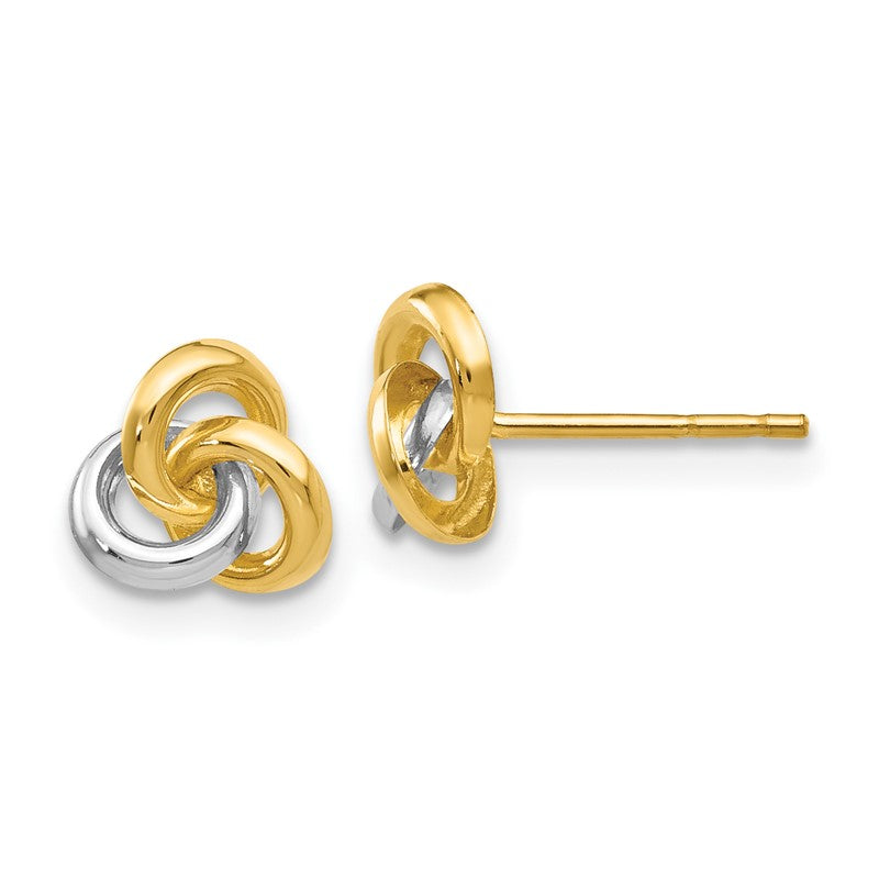 14k and White Rhodium Trinity Knot Post Earrings YE145