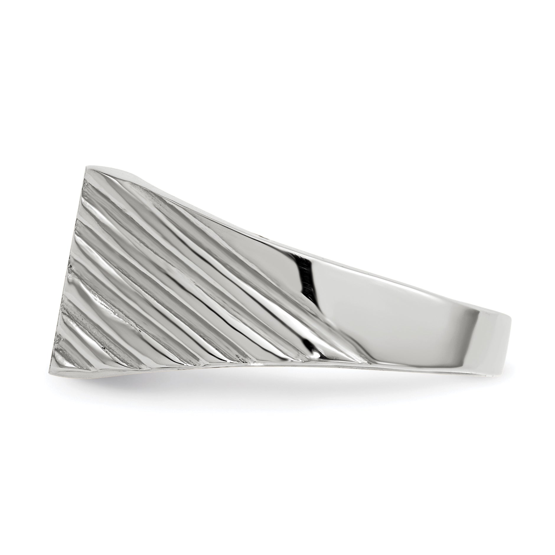 14k White Gold 9.0x10.0mm Rectangle Closed Back Signet Ring RS623