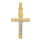 14K Two-Tone and White Rhodium Crucifix Pendant K6295