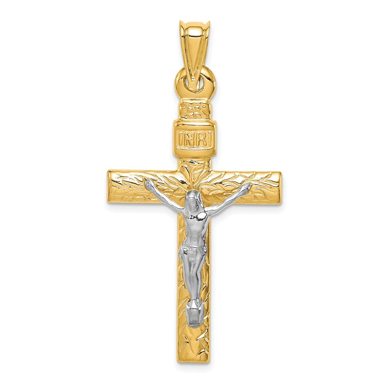 14K Two-Tone and White Rhodium Crucifix Pendant K6295