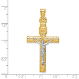 14K Two-Tone and White Rhodium Crucifix Pendant K6295