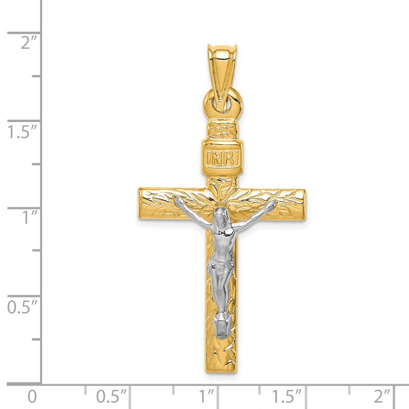 14K Two-Tone and White Rhodium Crucifix Pendant K6295