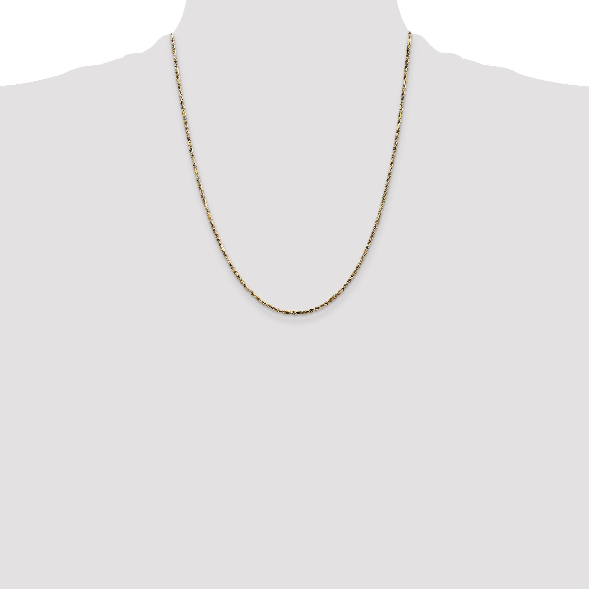 14K 10 inch  1.8mm Diamond-cut Milano Rope with Lobster Clasp Anklet MIL030