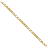 14k 6mm Hollow Double Link 7 inch Charm Bracelet DO541