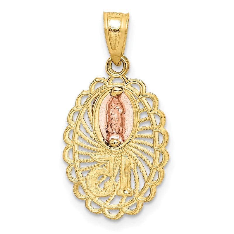 14K Two-tone with White Rhodium Our Lady of Guadalupe 15 Pendant C4746