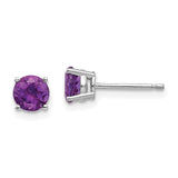 14k White Gold 5mm Round Amethyst Post Earrings XE72WAM