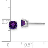 14k White Gold 5mm Round Amethyst Post Earrings XE72WAM