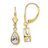 14k 8x5mm Pear Cubic Zirconia Bezel Leverback Dangle Earrings XLB103CZ