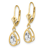 14k 8x5mm Pear Cubic Zirconia Bezel Leverback Dangle Earrings XLB103CZ