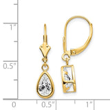 14k 8x5mm Pear Cubic Zirconia Bezel Leverback Dangle Earrings XLB103CZ
