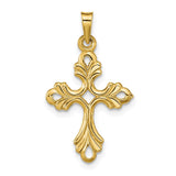 14k Polished Fleur De Lis Cross Pendant XR1475