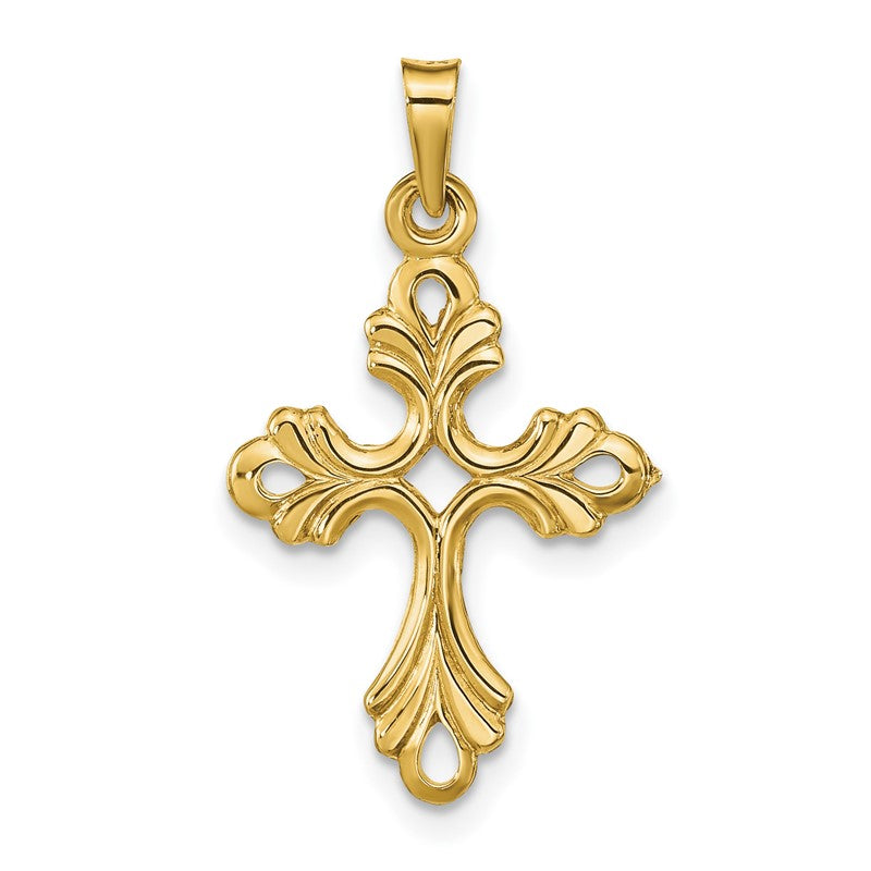 14k Polished Fleur De Lis Cross Pendant XR1475