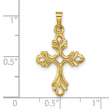 14k Polished Fleur De Lis Cross Pendant XR1475
