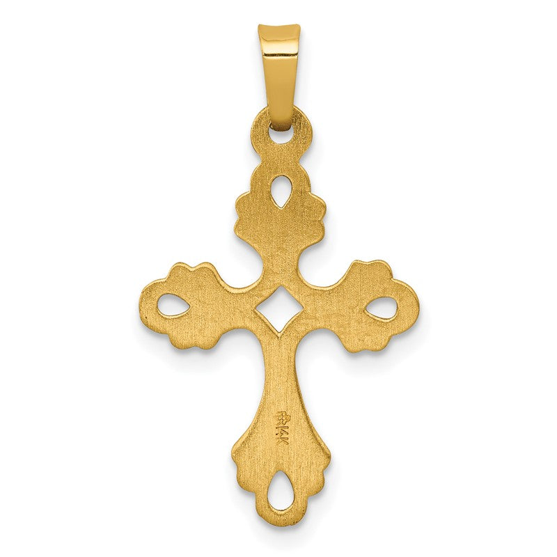 14k Polished Fleur De Lis Cross Pendant XR1475