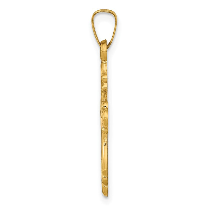 14k Polished Fleur De Lis Cross Pendant XR1475