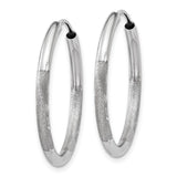 14k White Gold 2x20mm Satin Diamond-cut Endless Tube Hoop Earrings XY1202