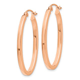 14k Rose Gold 2x30mm Polished Oval Tube Hoop Earrings TF971