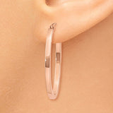 14k Rose Gold 2x30mm Polished Oval Tube Hoop Earrings TF971
