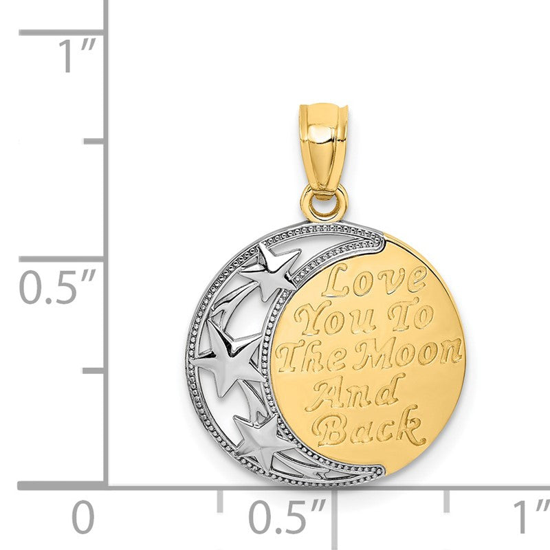14K and White Rhodium LOVE YOU TO THE MOON AND BACK Pendant C4680