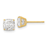 14k Polished 6x6 Cushion-Cut CZ Stud Post Earrings XE3165CZ
