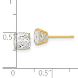 14k Polished 6x6 Cushion-Cut CZ Stud Post Earrings XE3165CZ