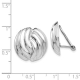 14k White Gold 19mm Polished Swirl Omega Back Non-pierced Earrings H915